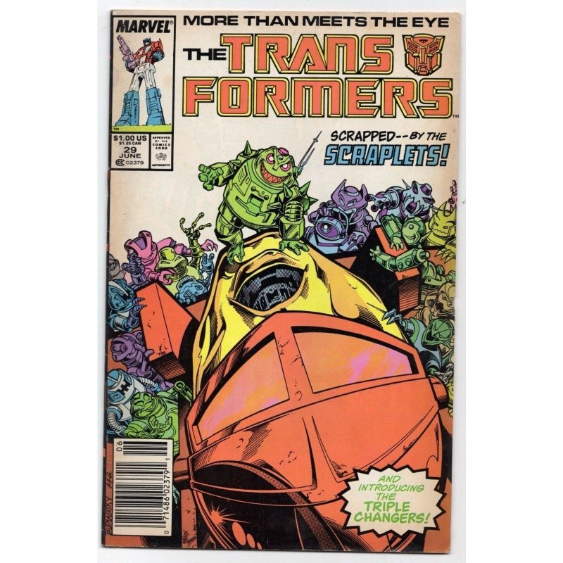 The Transformers #29 (Marvel Comics, 1987), raw comic book in VG/FN 5.0 condition — front cover