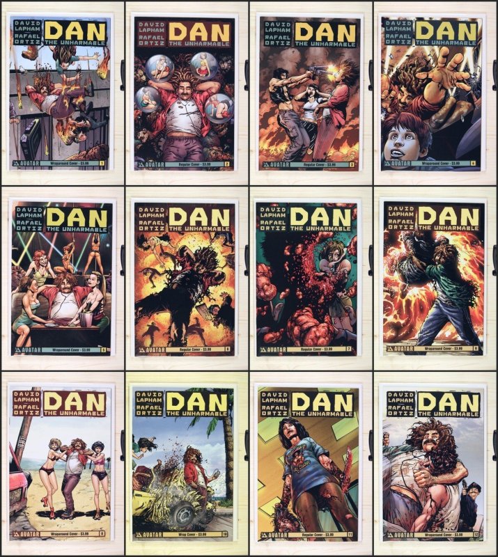 Dan the Unharmable #1-12 – Avatar Press (2012) Full Series NM+ Average (2012), raw comic book in NM+ condition — front cover