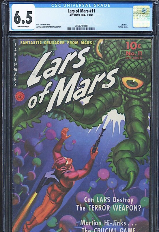Lars of Mars #11 (Ziff-Davis), CGC 6.5 graded comic book, Universal Blue label — front cover in its holder
