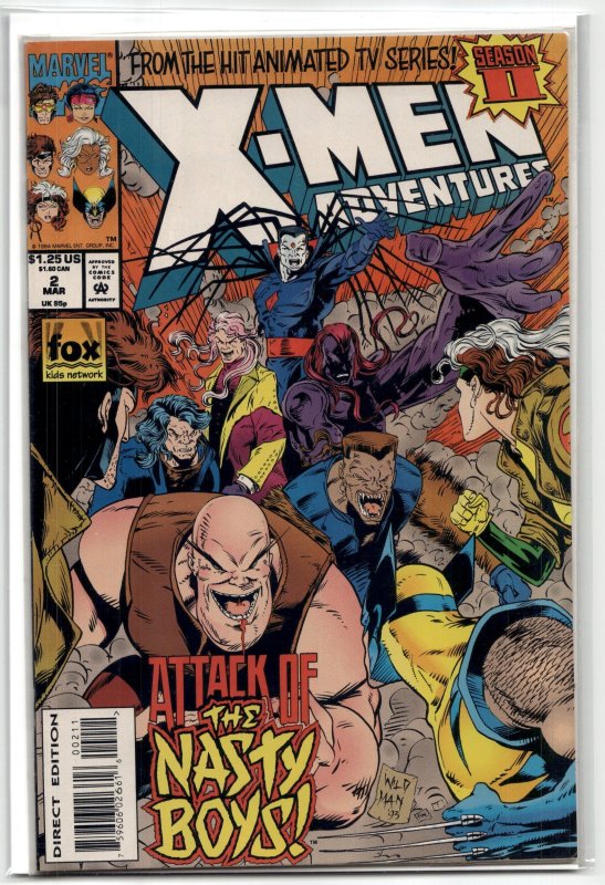 X-Men Adventures #2 (Marvel Comics, 1994), raw, ungraded comic book — front cover