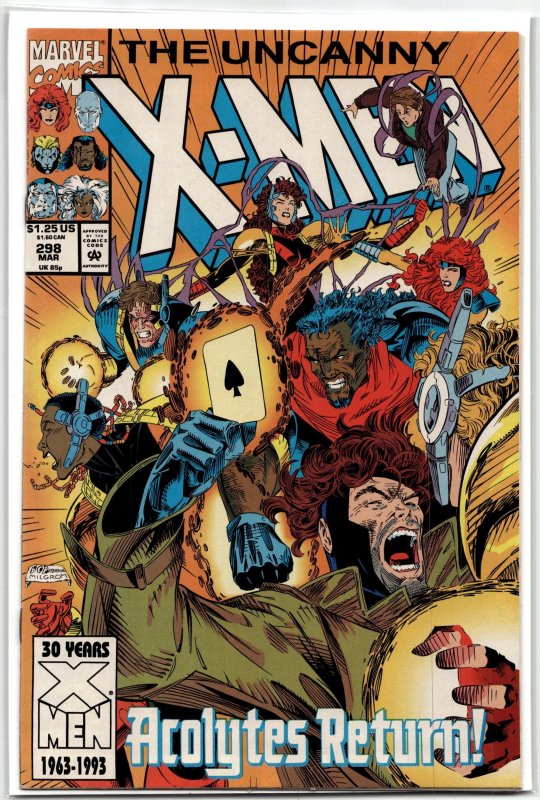 The Uncanny X-Men #298 (Marvel Comics, 1993), raw, ungraded comic book — front cover