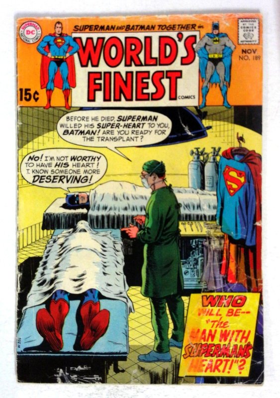 World's Finest #189 (DC Comics, 1969), raw, ungraded comic book — front cover