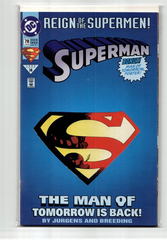Superman #78 (DC Comics, 1993), raw, ungraded comic book — front cover