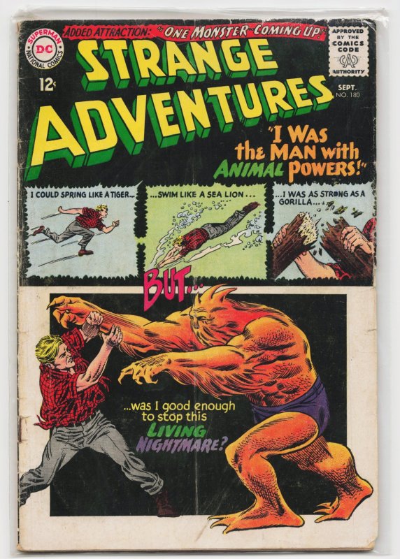 Strange Adventures #180 (DC Comics, 1965), raw, ungraded comic book — front cover