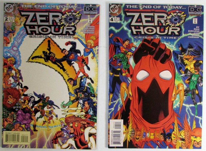 1994 Zero Hour: Crisis in Time Lot of 2 #2, 4 DC Comics 1st Print Comic Books (DC Comics, 1994), raw, ungraded comic book — front cover