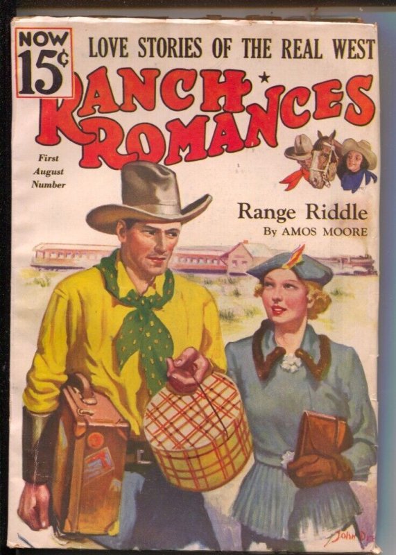 Ranch Romances 8/1/1936-John Drew Cover-Frank Gruber-"Dearly Beloved"-Western..., raw, ungraded comic book — front cover