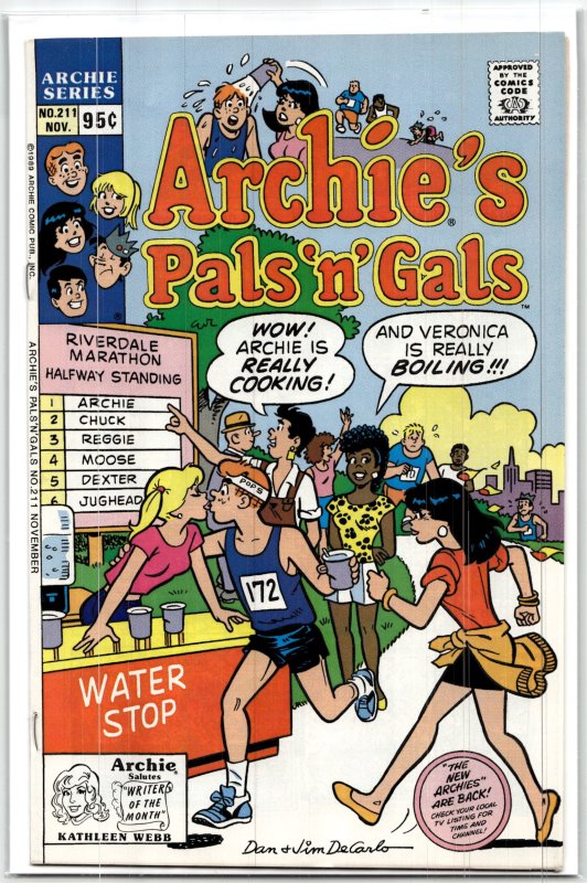 Archie's Pals 'N' Gals #211 (Archie Comics, 1989), raw, ungraded comic book — front cover