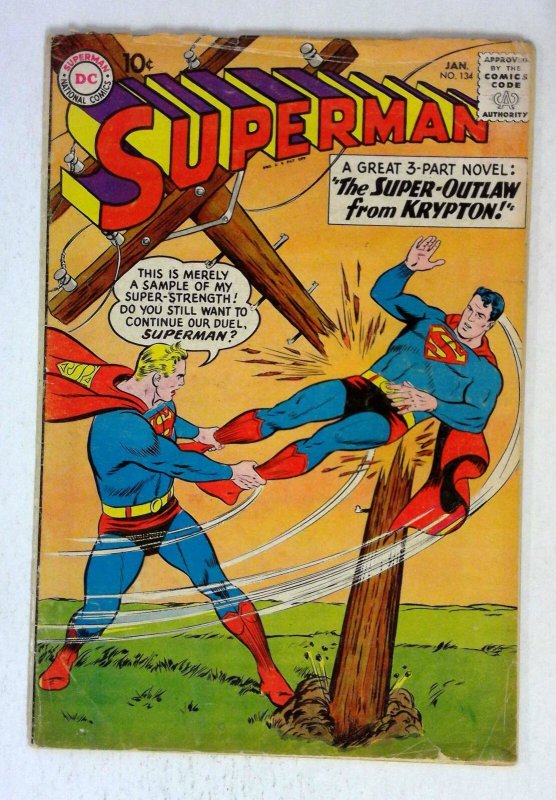 Superman #134 (DC Comics, 1959), raw, ungraded comic book — front cover