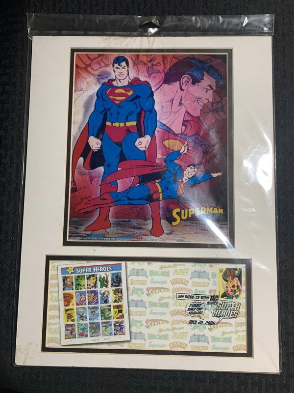 2006 Superman DC Super Heroes First Day of Issue 12x16" Matted Stamp Sealed (DC Comics, 2006), raw, ungraded comic book — front cover