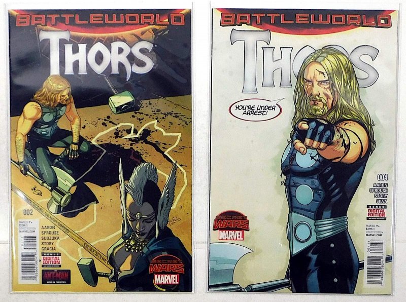 Thors Lot of 2 #2, 4 (2016) Marvel Comics 1st Print Comic Books (Marvel Comics, 2016), raw, ungraded comic book — front cover