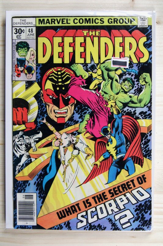 The Defenders #48 (Marvel Comics, 1977), raw comic book in VF- 7.5 condition — front cover
