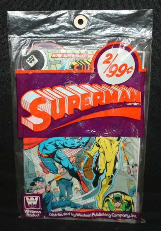 Superman 2pc Comic Book Pre-Pack by Whitman (Sealed) Action / Sman Adam Strange, raw, ungraded comic book — front cover