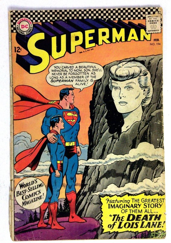 Superman #194 (DC Comics, 1967), raw comic book in VG condition — front cover