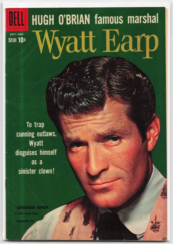 Hugh O'Brian, Famous Marshal Wyatt Earp #8 (Dell, 1959), raw, ungraded comic book — front cover