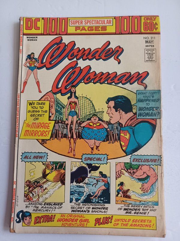 Wonder Woman #211 - 100 Page Super Spectacular - 1974 - VG (DC Comics, 1974), raw comic book in VG condition — front cover