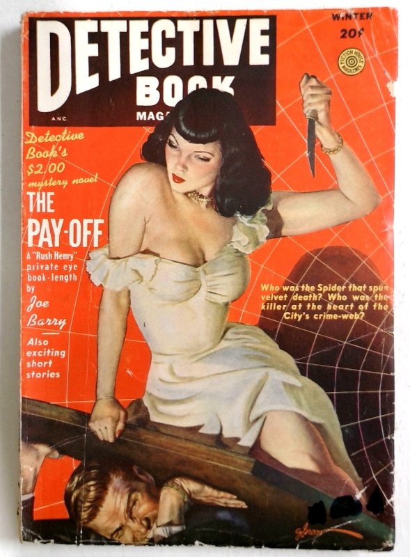 Detective Book--Sept 1949--Spicy Gal About to put Knife into Terrified Man-Geor (1949), raw, ungraded comic book — front cover