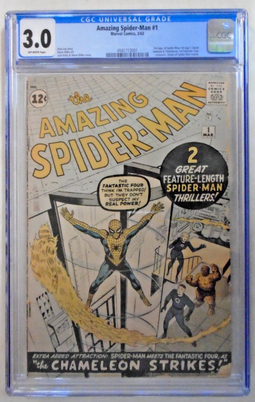 Amazing Spider-Man #1 (Marvel Comics), CGC 3.0 graded comic book, Universal Blue label — front cover in its holder