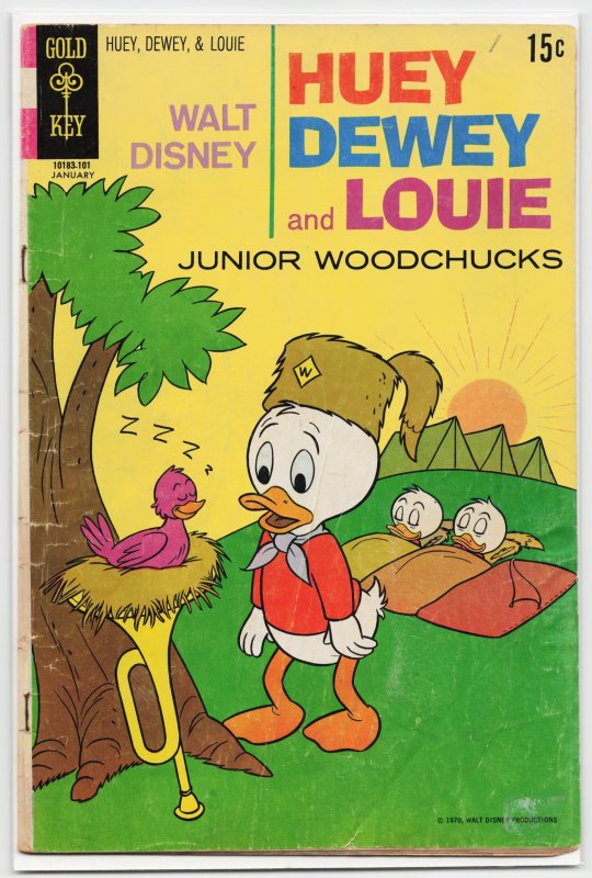 Walt Disney Huey, Dewey and Louie Junior Woodchucks #8 (Gold Key, 1971), raw, ungraded comic book — front cover