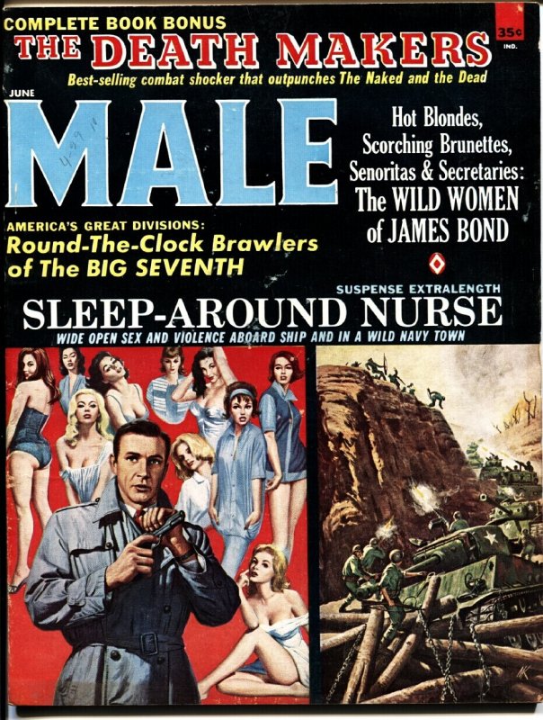 MAG: Male June 1965-James Bond 007 Issues-mort Kunstler Cvr-bad Mags-pulp (1965), raw, ungraded comic book — front cover