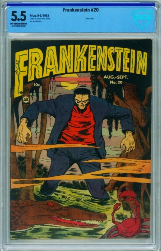 Frankenstein #20, CBCS 5.5 graded comic book, Universal Blue label — front cover in its holder