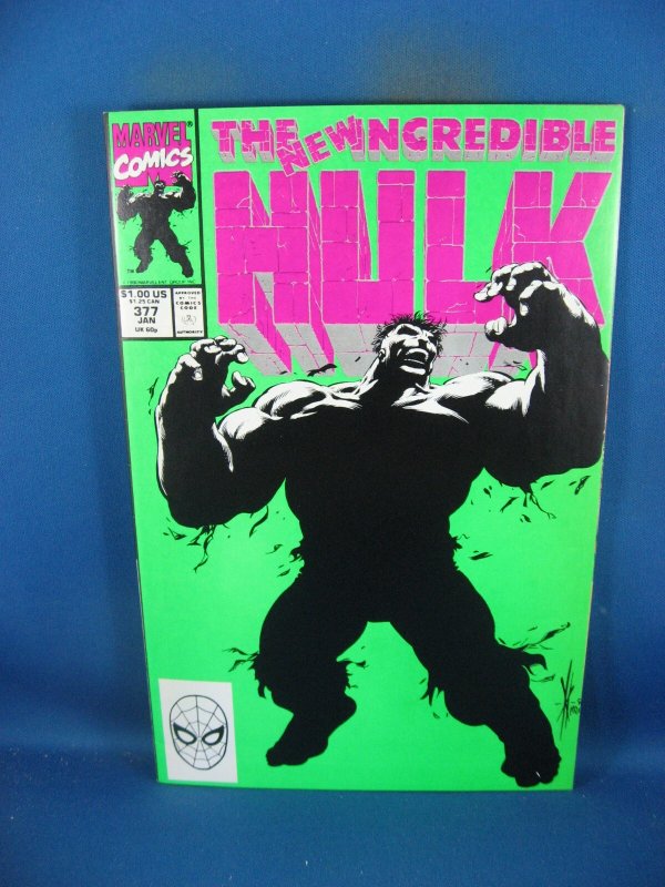 Incredible Hulk #377 (Marvel Comics, 1990), raw comic book in NM- condition — front cover