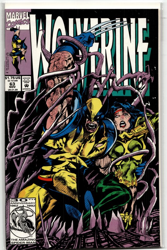 Wolverine #63 (Marvel Comics, 1992), raw, ungraded comic book — front cover