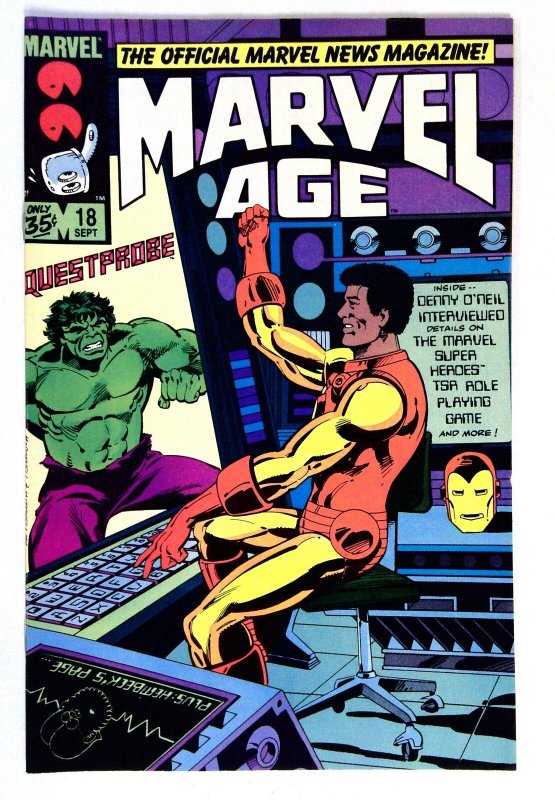 Marvel Age #18 (Marvel Comics, 1984), raw comic book in NM- condition — front cover