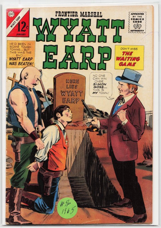 Wyatt Earp Frontier Marshal #56 (Gold Key, 1965), raw, ungraded comic book — front cover