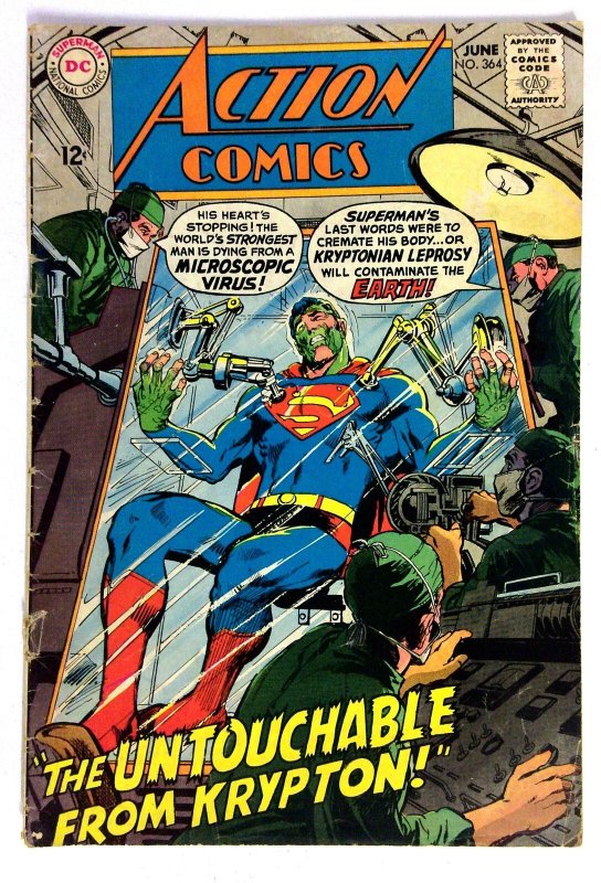 Action Comics #364 (DC Comics, 1968), raw comic book in VG condition — front cover