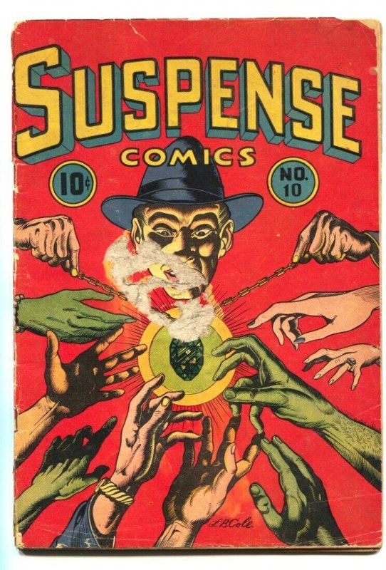 Suspense Comics #10 (1945), raw, ungraded comic book — front cover