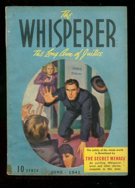 Pulp: Whisperer Pulp June '41 Secret Menace Street & Smith #5, raw comic book in VG condition — front cover