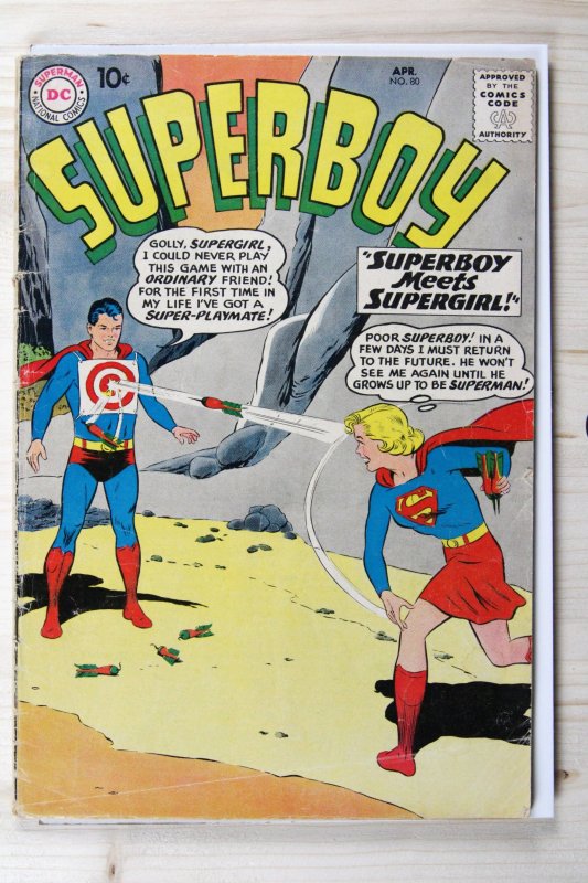 Superboy #80 (DC Comics, 1960), raw comic book in VG- 3.5 condition — front cover