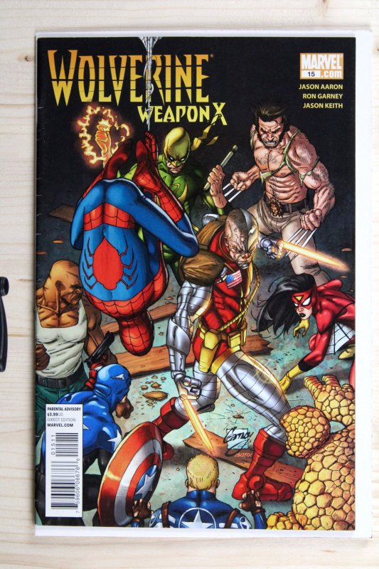 Wolverine: Weapon X #15 (Marvel Comics, 2010), raw comic book in VF- 7.5 condition — front cover