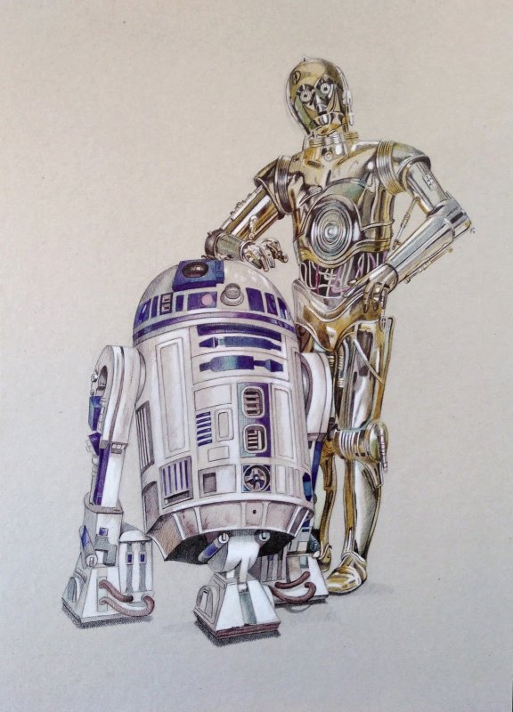 R2d2+c3po, High-quality A4 Lithograph. Artist: Miguel Alfaro, raw, ungraded comic book — front cover