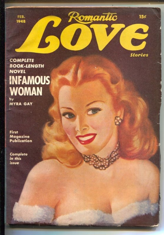 MAG: Romantic Love Stories 2/1948-red Head Pin-up Portrait Cover-"Infamous Wo..., raw, ungraded comic book — front cover