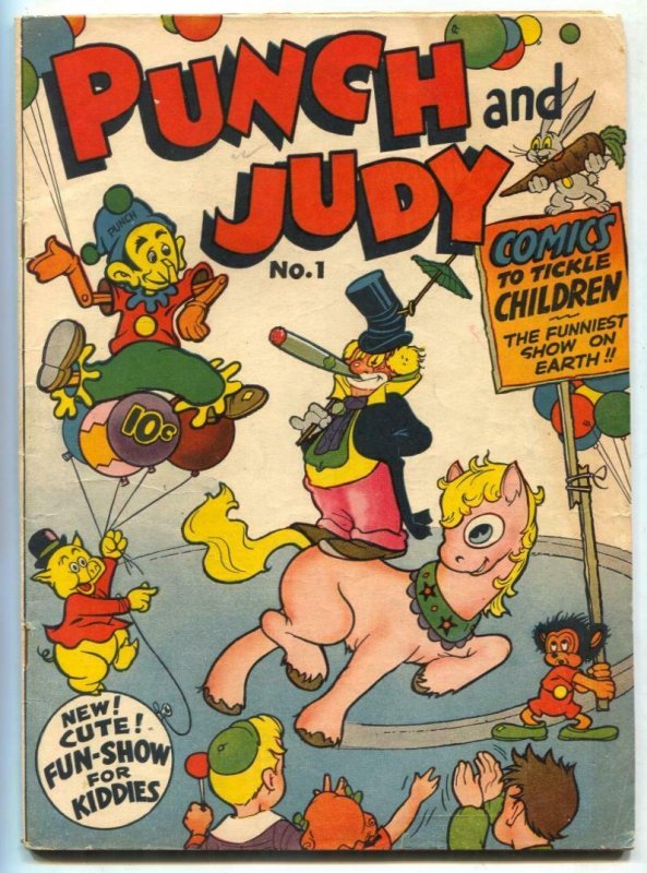 Punch and Judy #1 (1944), raw comic book in VG+ condition — front cover