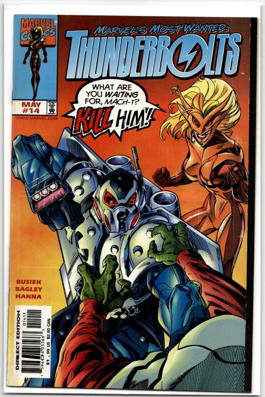 Thunderbolts #14 (Marvel Comics, 1998), raw, ungraded comic book — front cover