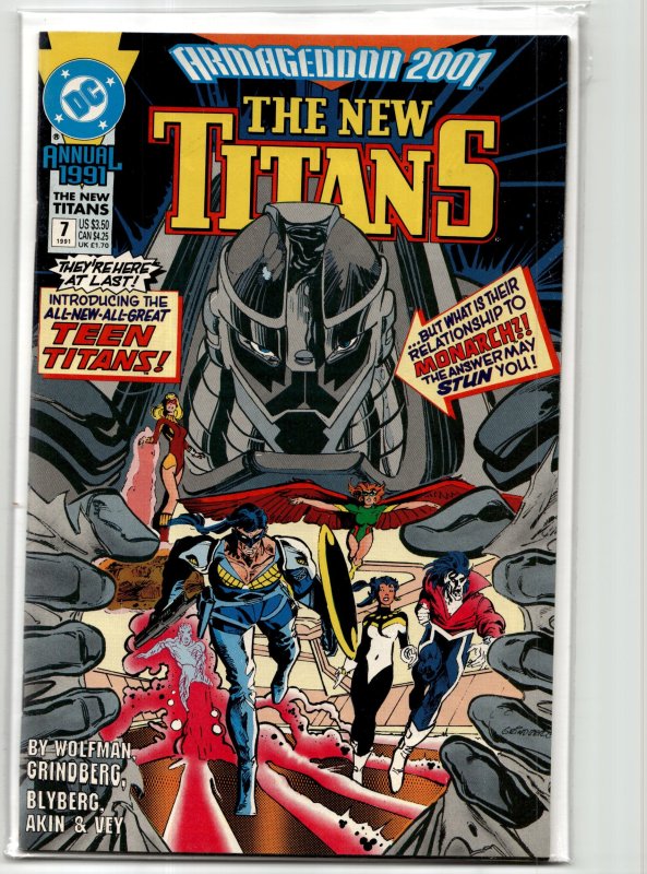 The New Titans Annual #7 (DC Comics, 1991), raw, ungraded comic book — front cover