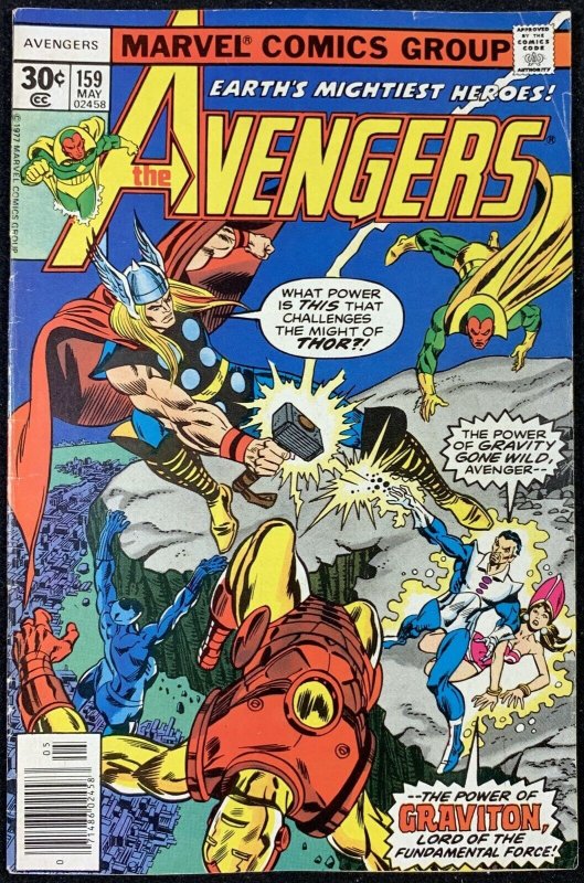 Avengers #159 (Marvel Comics, 1963), raw comic book in VG/FN 5.0 condition — front cover