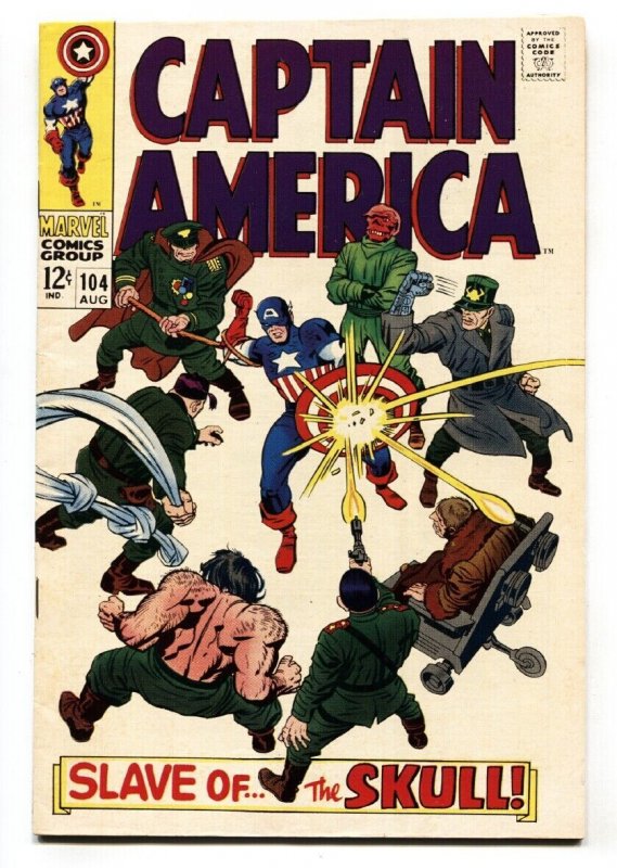 Captain America #104 (Marvel Comics, 1968), raw comic book in VF+ condition — front cover
