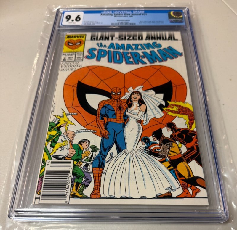 Amazing Spider-Man Annual #21 (Marvel Comics), CGC 9.6 graded comic book, Universal Blue label — front cover in its holder