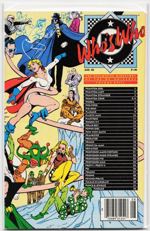 Who's Who: The Definitive Directory of the DC Universe #18 (DC Comics, 1986), raw, ungraded comic book — front cover