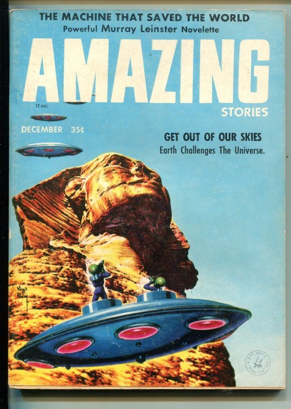 Pulp: Amazing Stories 12/1957-Ziff-Davis-Flying Saucer-Robert SILVERBERG-fn (Ziff-Davis), raw, ungraded comic book — front cover