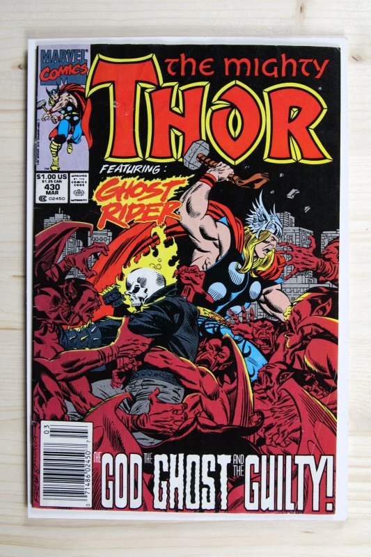 The Mighty Thor #430 (Marvel Comics, 1991), raw comic book in VF 8.0 condition — front cover