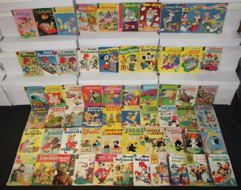 Vintage Dell/Gold Key Silver Age Cartoon & Funny Animal 61 Low Grade Comics Lot, raw, ungraded comic book — front cover