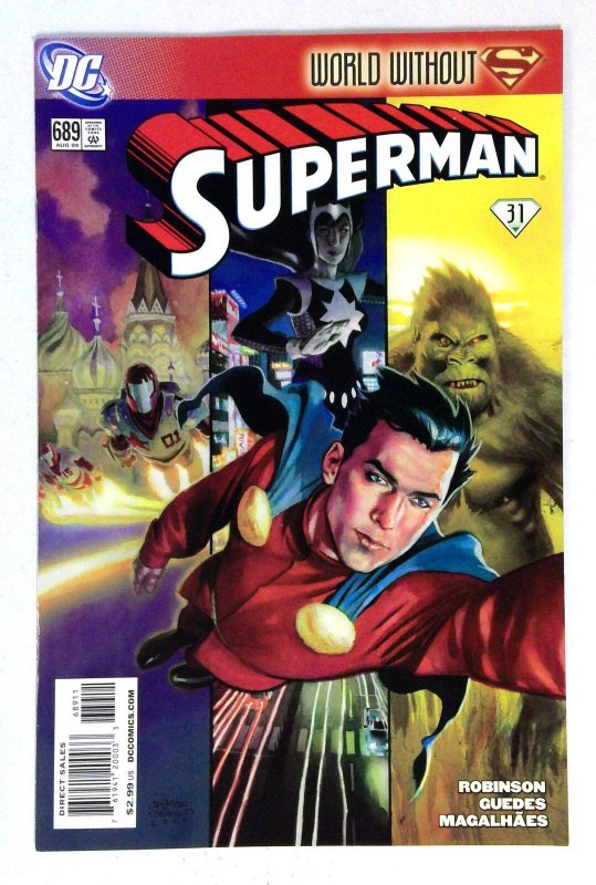 Superman #689 (DC Comics, 2009), raw comic book in VF/NM condition — front cover