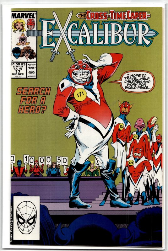 Excalibur #17 (Marvel Comics, 1989), raw, ungraded comic book — front cover
