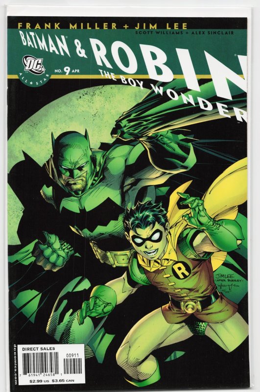 All Star Batman & Robin, the Boy Wonder #9 (DC Comics, 2008), raw, ungraded comic book — front cover