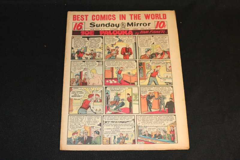 1951 Sunday Mirror Weekly Comic Section April 8th (Fine+) Superman Joe Palooka (1951), raw, ungraded comic book — front cover