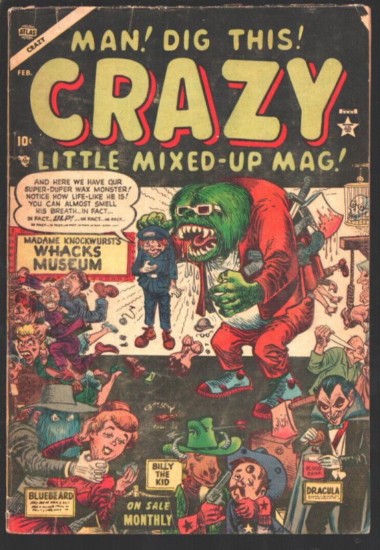 Crazy Comics #3 (1954), raw, ungraded comic book — front cover
